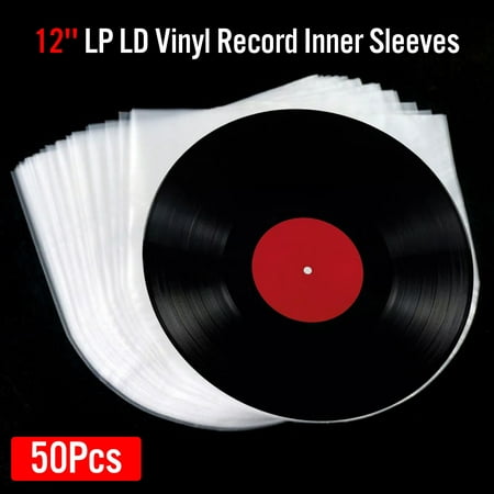50Pcs 12'' LP LD Music Vinyl Record Antistatic Clear Plastic Cover Inner