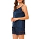thumbnail image 4 of Conjuntos de pijama de satén para mujer INSPIRE CHIC con tirantes de encaje y pantalones cortos, 2 piezas, conjuntos de lounge de seda, XL, azul, 4 of 6