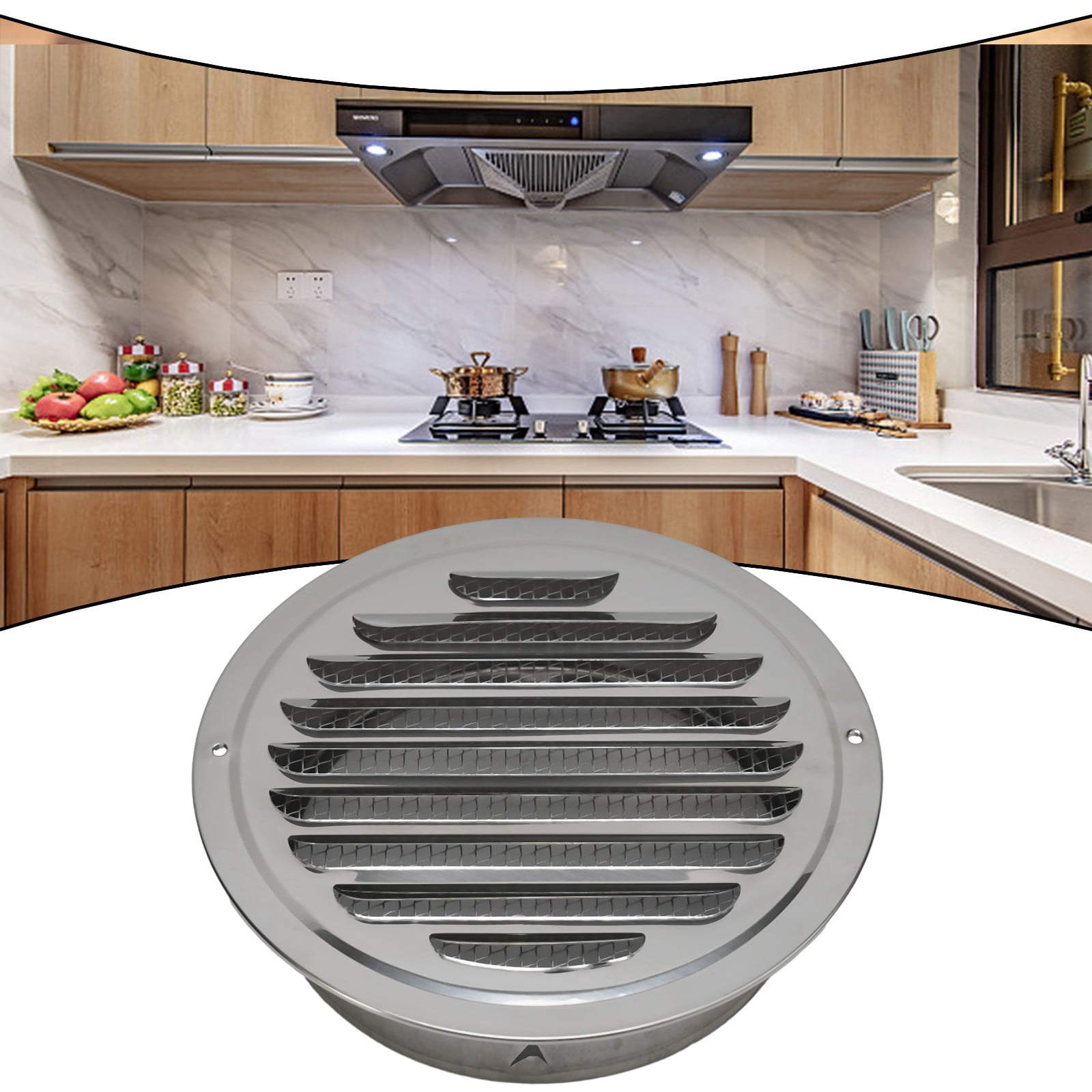 1Pc Round Stainless Steel Air Vent Grille Insect Protection Exterior Wall Ducting Ventilation Tools 70-300Mm Exhaust Hoods Vents