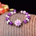 thumbnail image 2 of K-KED Jade Flower Bracelets Delicate Jewelry Bangles Natural Gemstones Chalcedony 925 Silver-1, 2 of 7