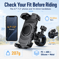 thumbnail image 2 of GAZILY® Motorcycle Phone Mount, Anti-Shake Handlebar Holder with One-Hand Lock, 360° Rotation and 4-Layer Shock Absorption for 4.7–7.2" Phones, Black, 2 of 7