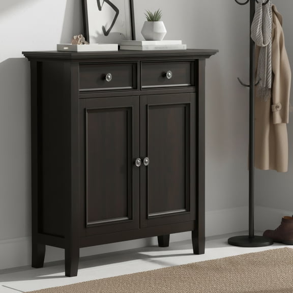 Simpli Home Amherst Storage Cabinet in Hickory Brown