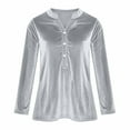 thumbnail image 3 of BLCHUNen Pajamas for Women Long Sleeve Velour Plush V Neck Pullover Button Casual Loose Loungewear Leisure Fall Tops, 3 of 6