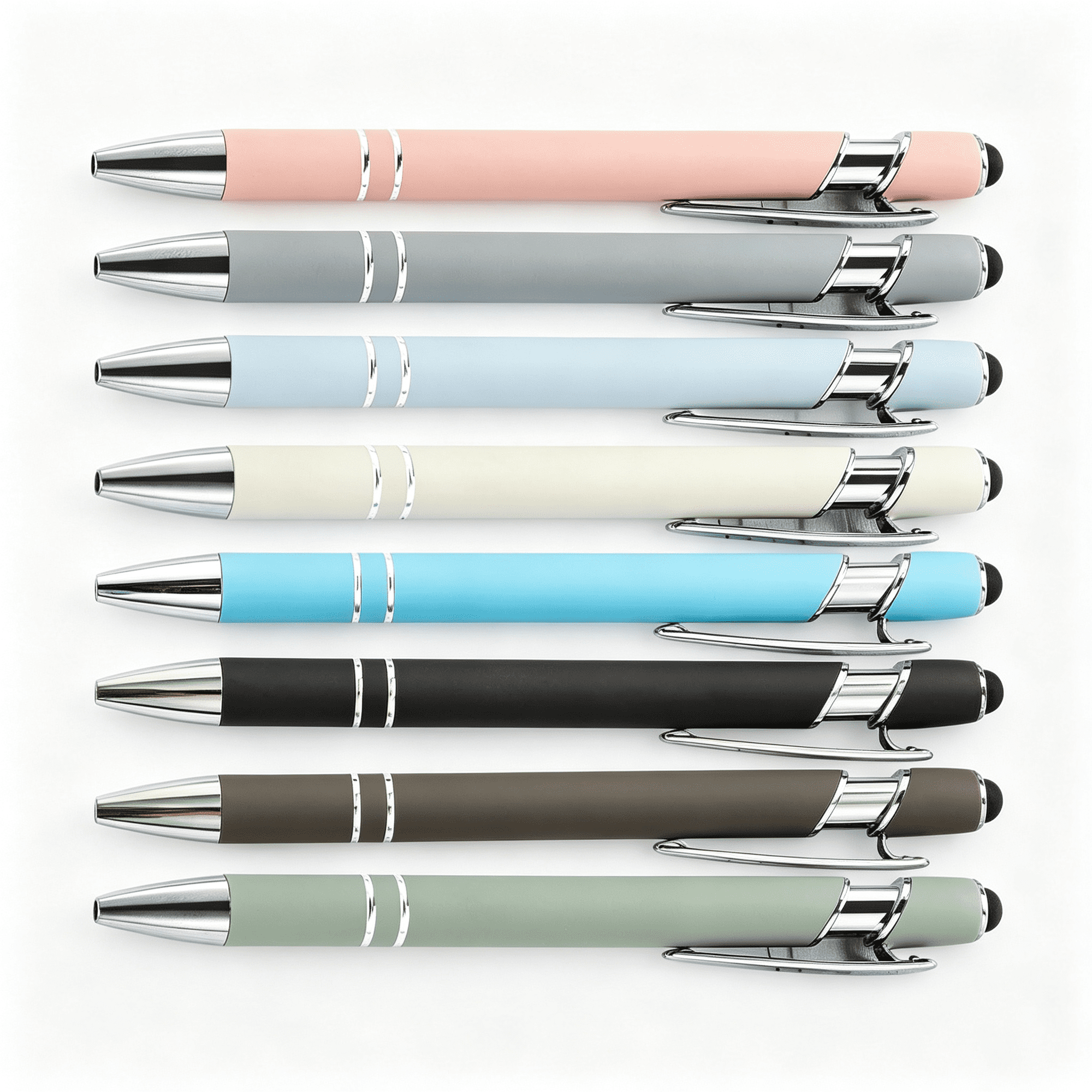GJX 8Pcs Ballpoint Pens 2-In-1 Stylus Tip Retractable Ballpoint Pen Metal Stylus Pen for Touch Screens 1.0 Mm Black Ink Ballpoint Pen 2-In-1 Stylus Pen with Stylus Tip