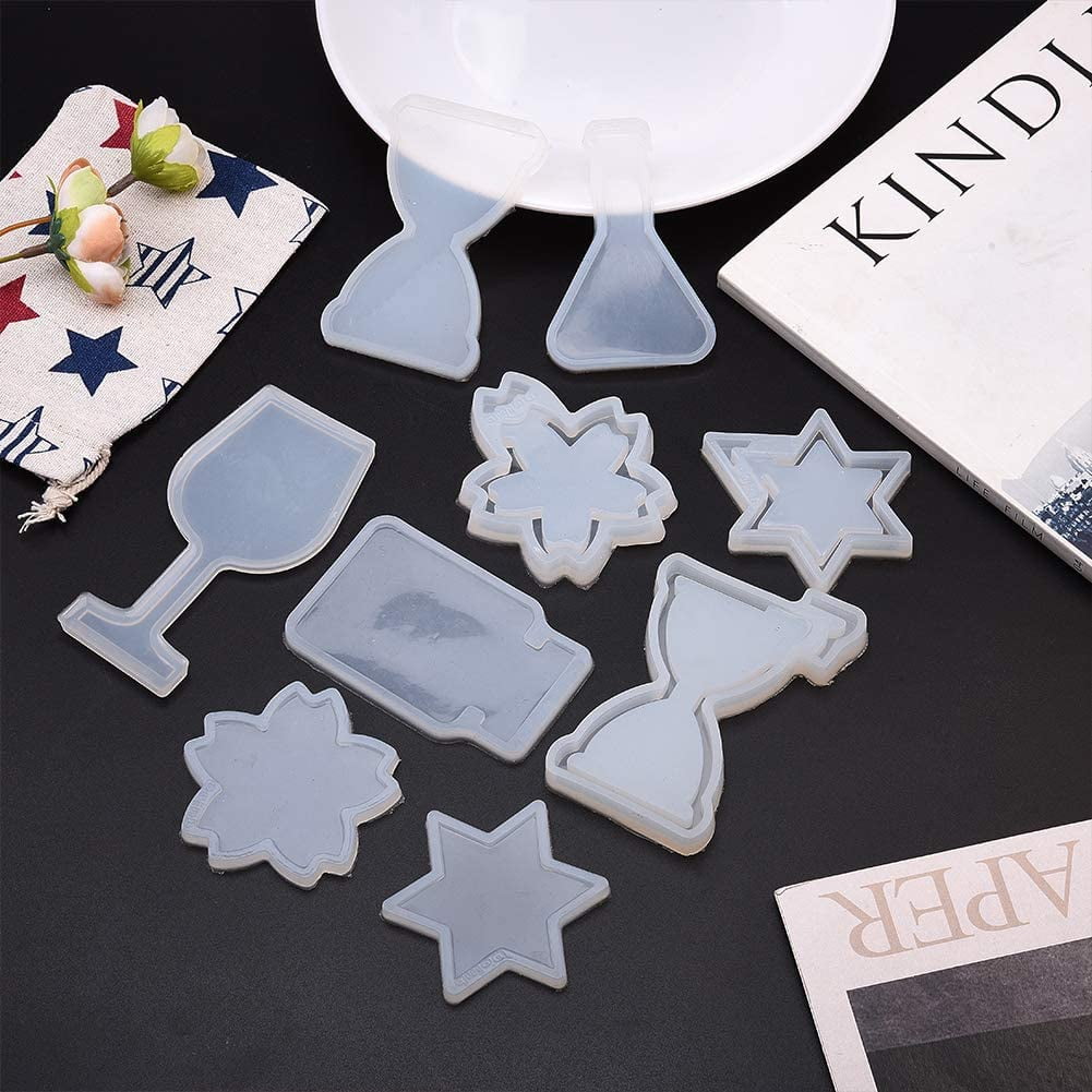 Cup Mat Silicone Molds Resin Casting Molds For UV Resin Epoxy Resin Jewelry Making with Disposable Plastic Transfer Pipettes and Disposable Latex Finger Cots White