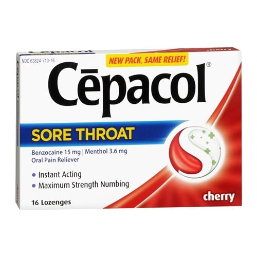 Cepacol Sore Throat Maximum Strength Numbing Lozenges, Cherry, 16 Ea, 6