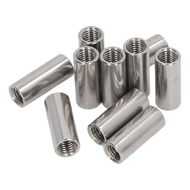 Round Coupling Nuts, Glossy Finish Rustproof 10PCS Female Thread Coupling Nut For Household Repair
