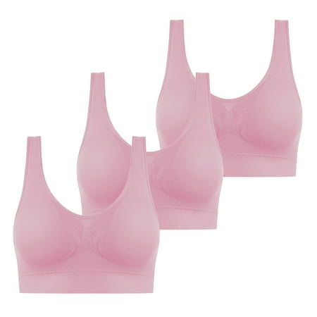 Padded Bralette Women No Underwire Bra Feature V-Neck Push-up Bra Style W-1771 Pinks XXL
