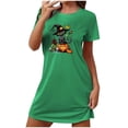 thumbnail image 3 of Sakmal Loose Womens Nightgown Halloween Cloud-Like Cute Green Loungewear Short Sleeve Short Black Cat Print Crew Neck Nightgowns S-2XL, 3 of 4