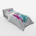 thumbnail image 3 of Ambesonne Retro Bedding Set 4 Pcs, Teen Girl with a Whale, Queen, Turquoise Magenta, 3 of 3