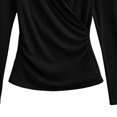 thumbnail image 6 of Bxsruta Women's Long Sleeve Wrap Top V Neck Ruched Blouse Slim Fit Workwear Shirt, 6 of 8