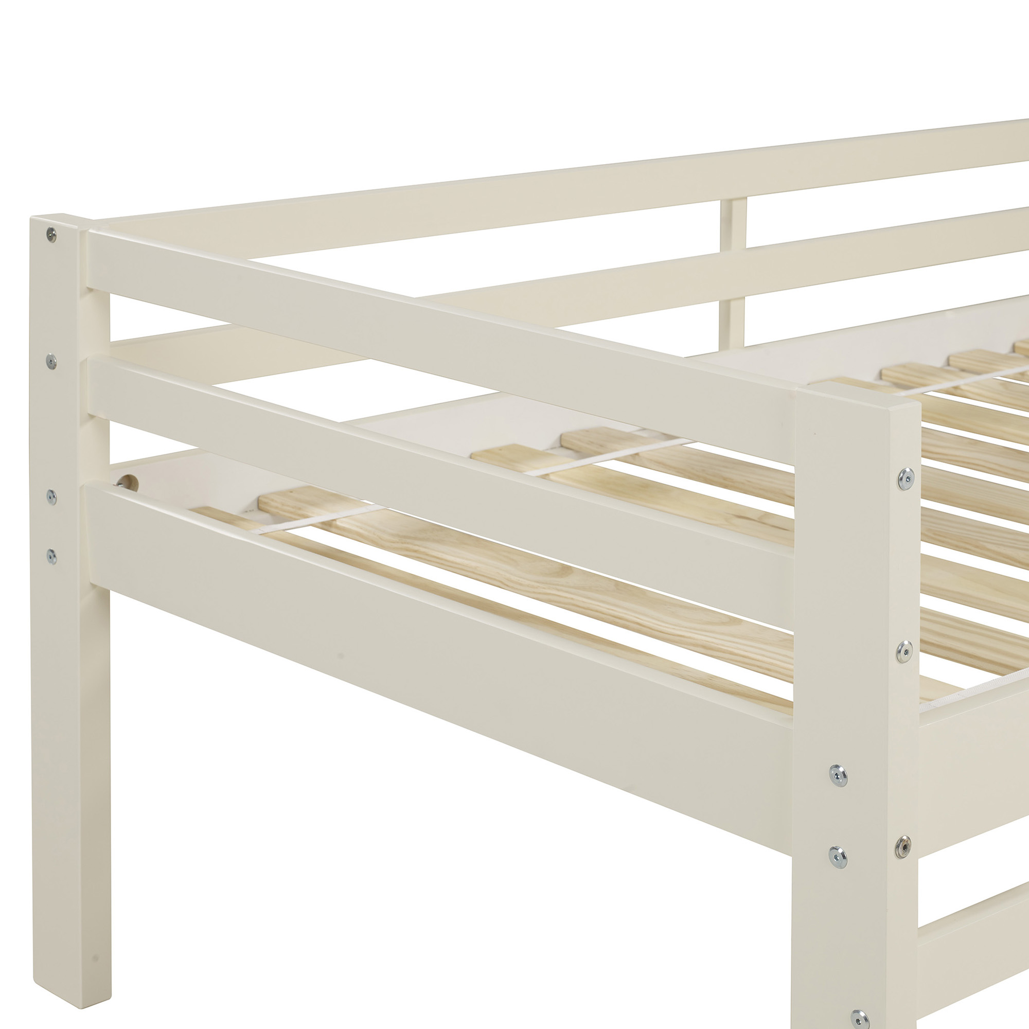 Manor Park Traditional Solid Wood Twin Low Loft Bed, White