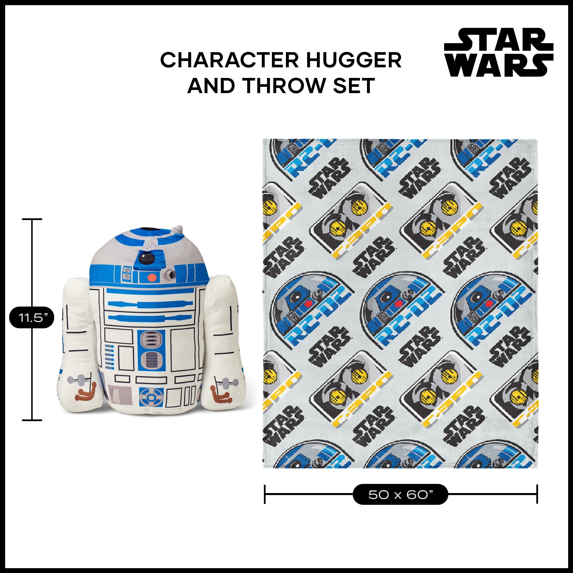 Disney Star Wars R2-D2 Droid Silk Touch Throw Blanket and Plush Character Hugger Set