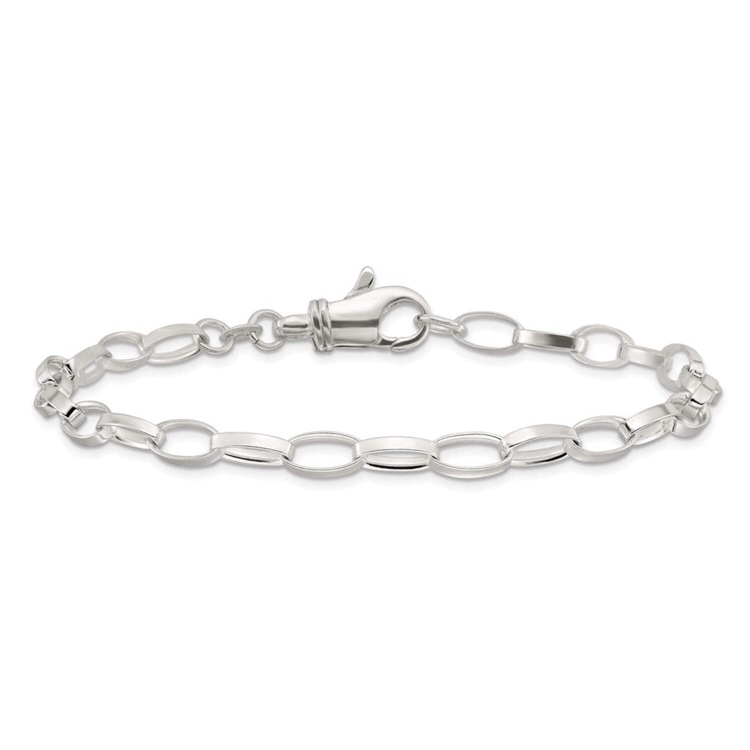 Sterling Silver 10 inch Solid Polished Fancy Link Anklet QG1178