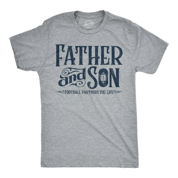 Mens Funny T Shirts Father and Son Football Partners for Life Sarcastic Fathers Day Graphic Tee for Men Graphic Tees