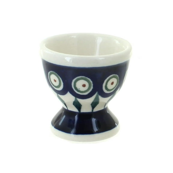 Blue Rose Polish Pottery Peacock Egg Cup