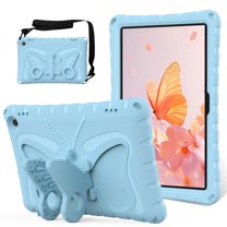 for Lenovo Tab M8 4th Gen 2024/2023 (TB-301FU/TB-300FU) Cute Kids Case, 3D Cartoon Butterfly Stand Case Shockproof Flexible Silicone Hard Protective Tablet Cover, Lightblue