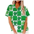 thumbnail image 2 of Gaecuw Saint Patrick's Day Womens Going out Tops Summer Short Sleeve Pullover Blouse Button down Tshirts Three Leaf Printed Tees Round Neck T-Shirts Trendy Shirts Cute Tops Green S, 2 of 5