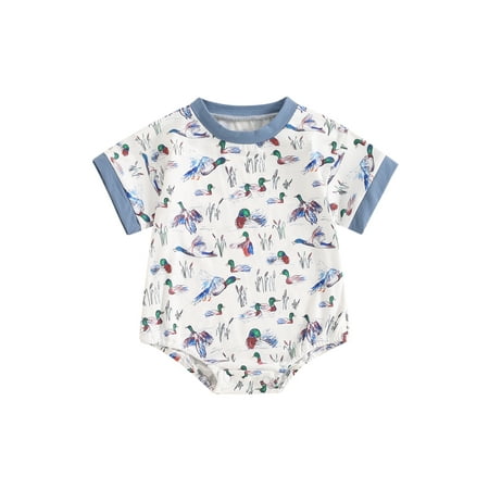 

ESASSALY Baby Boy Romper Short Sleeve Crew Neck Duck Print Summer Bodysuit