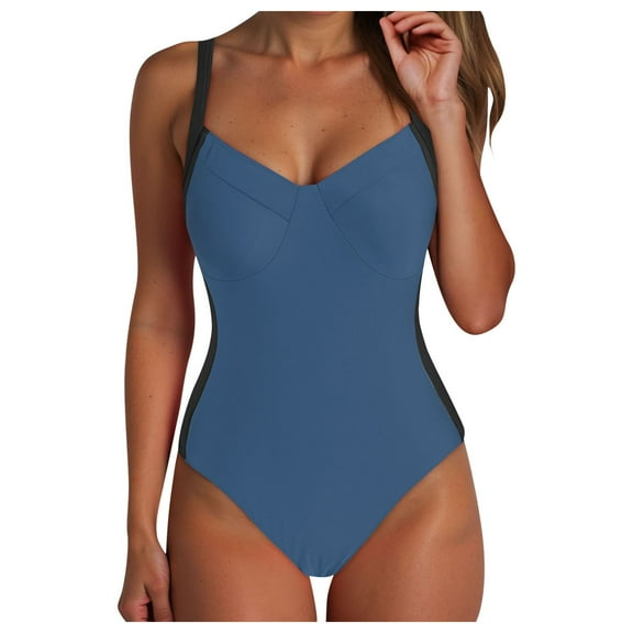 TTUHYWXI One Piece Swimsuit for Women Tummy Control Swim Dress Swimwear (Navy, 3XL)