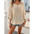 thumbnail image 5 of XCHQRTI Women's Hollow Out Knit Tops V Neck Batwing Short Sleeve Sweater Cover Ups, 5 of 6