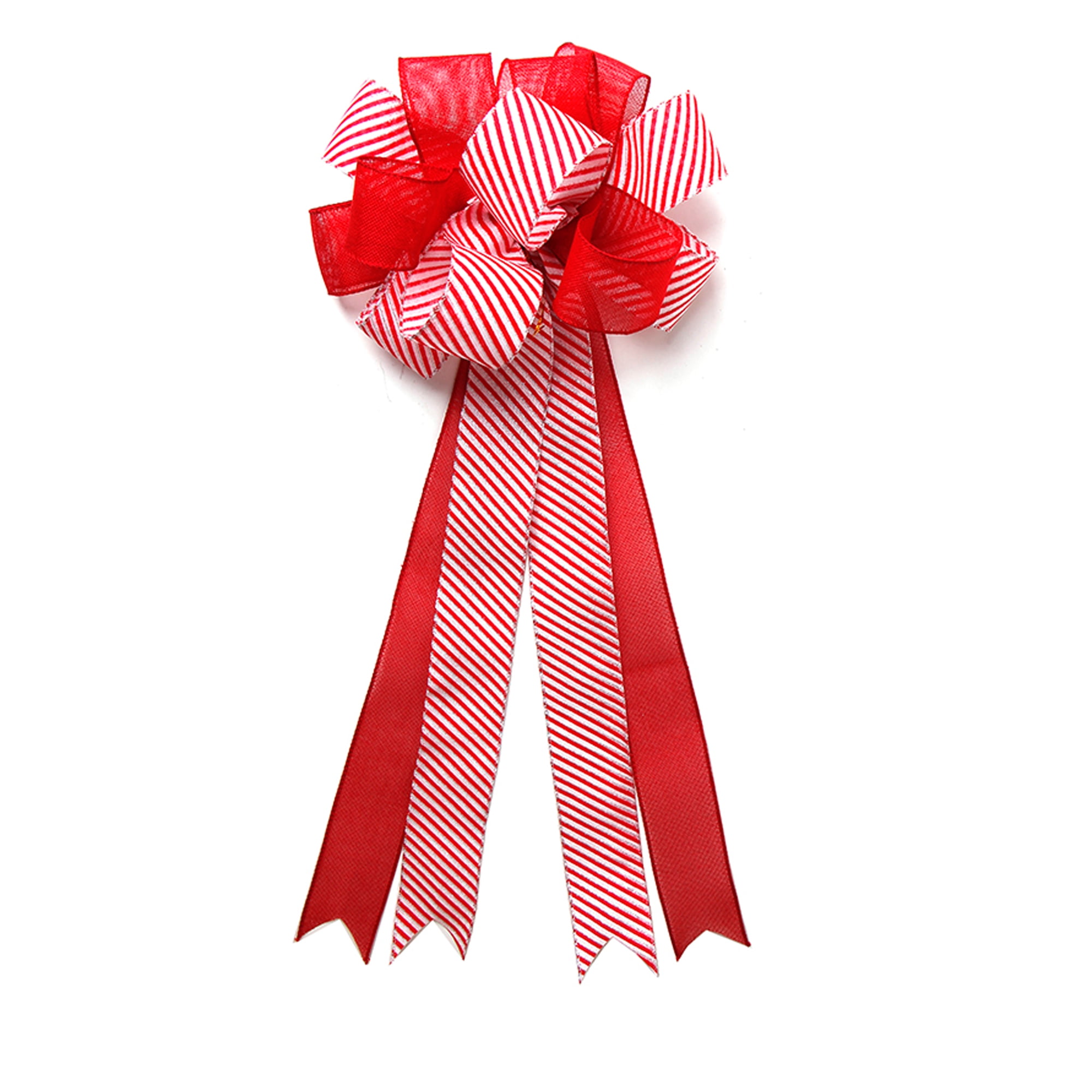 Buffalo Plaid Christmas Tree Topper - Red Black Burlap Bow - 13" Rustic Farmhouse Holiday Decor - Handmade