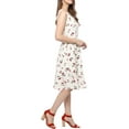 thumbnail image 4 of Allegra K Women's Sleeveless Vintage Cherry Print A-line Midi Dress, 4 of 7