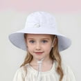 thumbnail image 2 of Aihuaihua Baby Girl Sun Hat Summer UPF 50+ Baby Girl Bucket Hat Wide Brim Summer Outdoor Solid Beach Hats for Kids White,7Y, 2 of 5