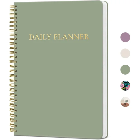 Aesthetic Daily Planner Notebook With Hourly Schedule, Spiral To Do List Note...