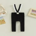 thumbnail image 2 of EIMELI Baby Suspender Pants Sleeveless Lace Trim Ribbed Knit Overalls Leggings, 2 of 6