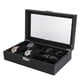 thumbnail image 5 of Caja de almacenamiento negra, caja de almacenamiento de gafas con 6 ranuras de PU negra, caja de almacenamiento para relojes, la mejor de su clase, 5 of 8