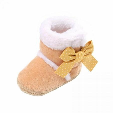 

Baywell Baby Girl Plush Winter Snow Bowknot Boots Brown 0-6 Months