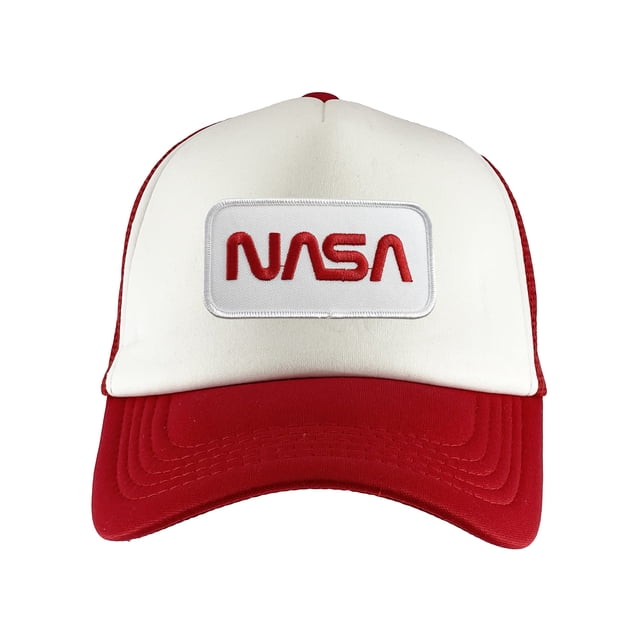 Gravity Threads Nasa Patch Adjustable Trucker Hat - White Patch - Red/White