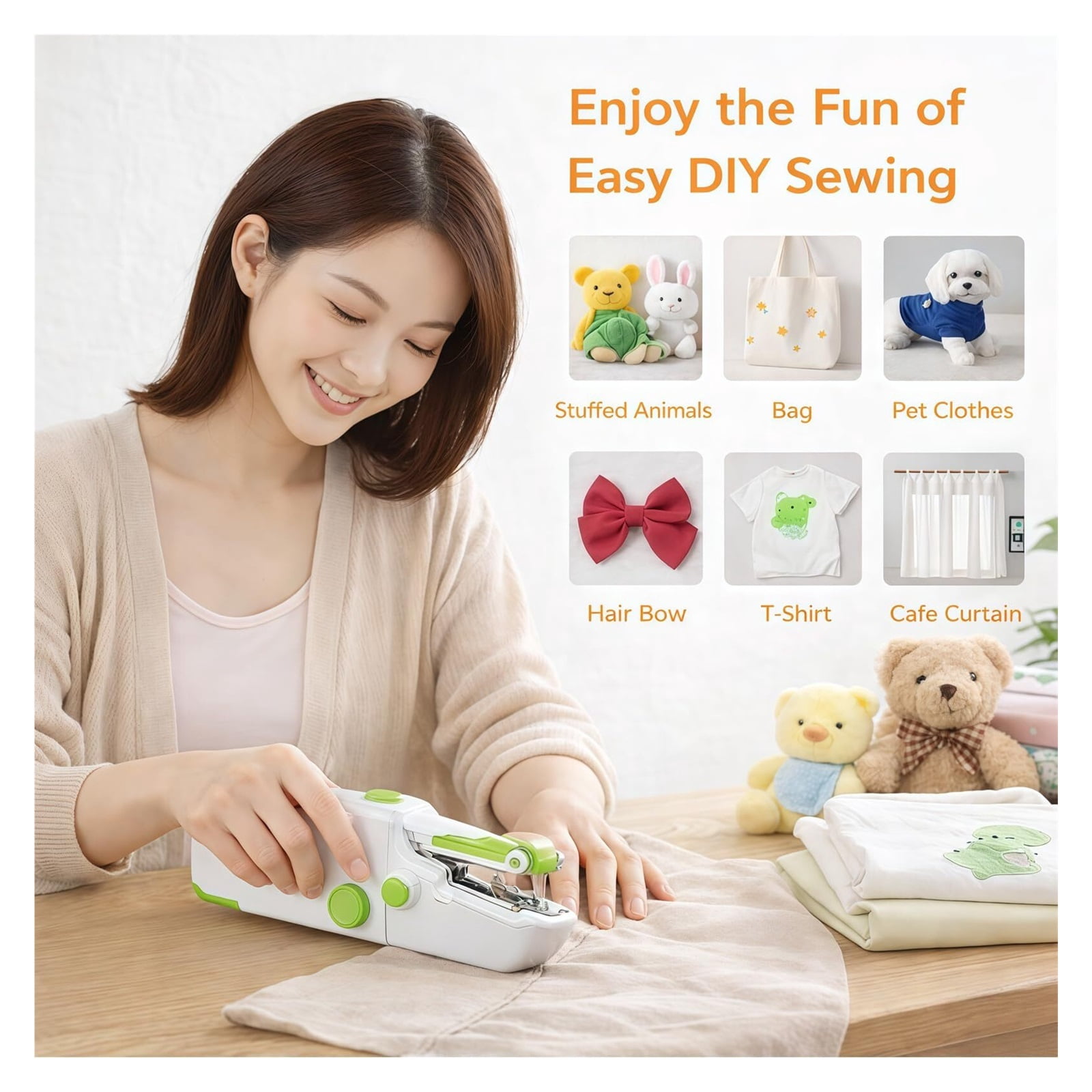 Portable Handheld Sewing Machine, Mini Rechargeable Sewing Tool for Beginners, Electric Handheld Sewing Kit, Easy Hemming & Stitching for Clothes, Pockets, and Pants, Travel-Friendly