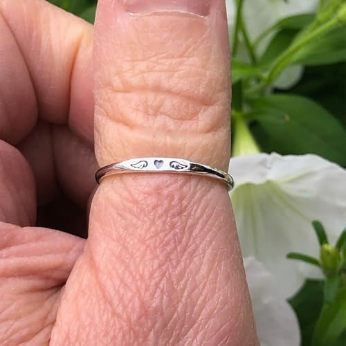 Tiny Heart With Wings Memorial Ring - Stainless Steel Angel Wing Ring, Stackable, Sizes 5-12, Loss Of Loved One Gift