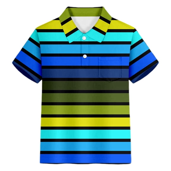 Miaoju Kids Polo Shirts Boys 4T Button Closure Gradient Shirt Short Sleeve Pocket Shirts Funny Trendy Tops Boys' Tops, Tees & Shirts