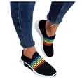 thumbnail image 3 of JINMGG Sneakers for Women Plus Clearance Women's Fashion Casual Rainbow Slip On Mesh Breathable Sport Sneakers Shoes Black 42, 3 of 7