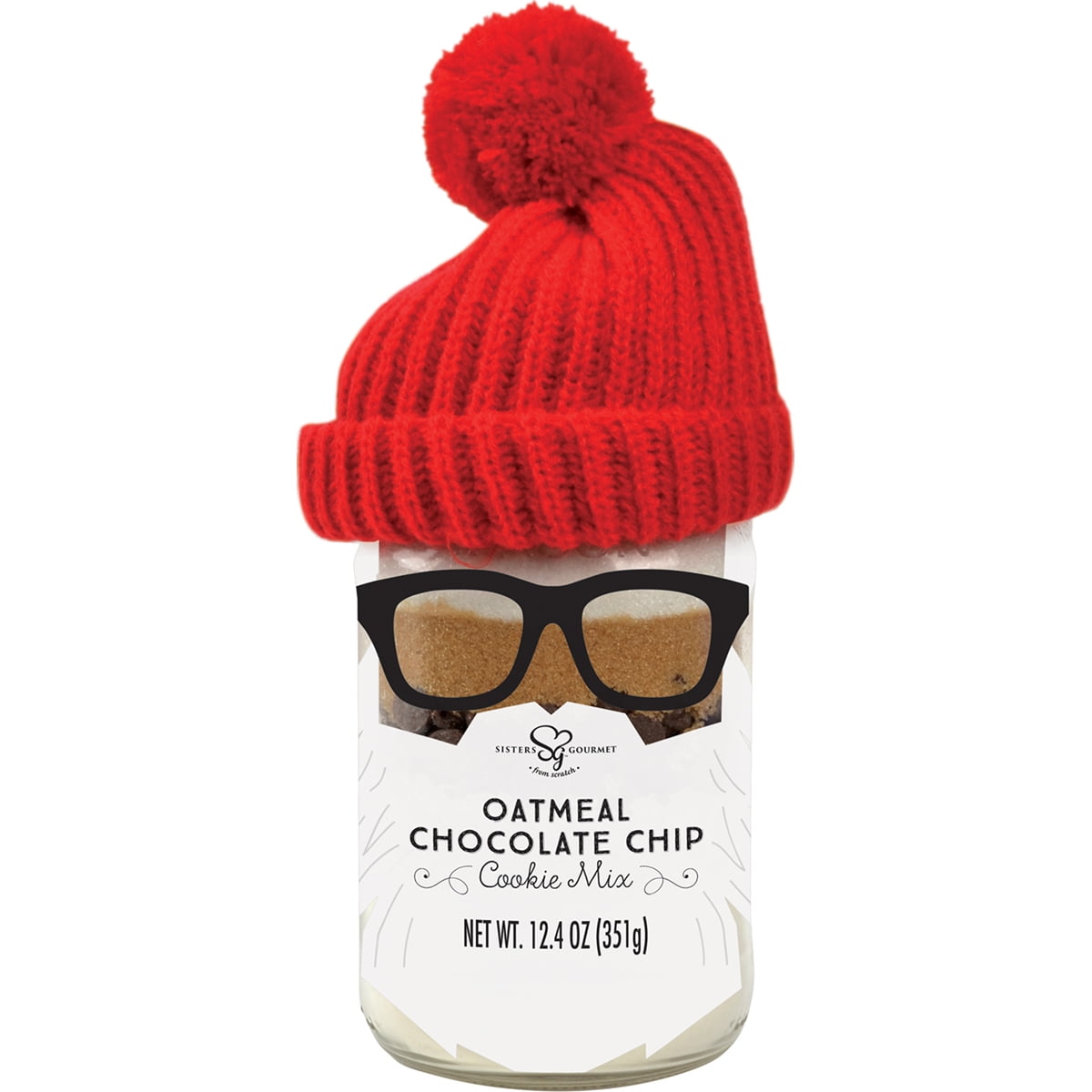 Hipster Santa Oatmeal Chocolate Chip Cookie Mason Jar Mix