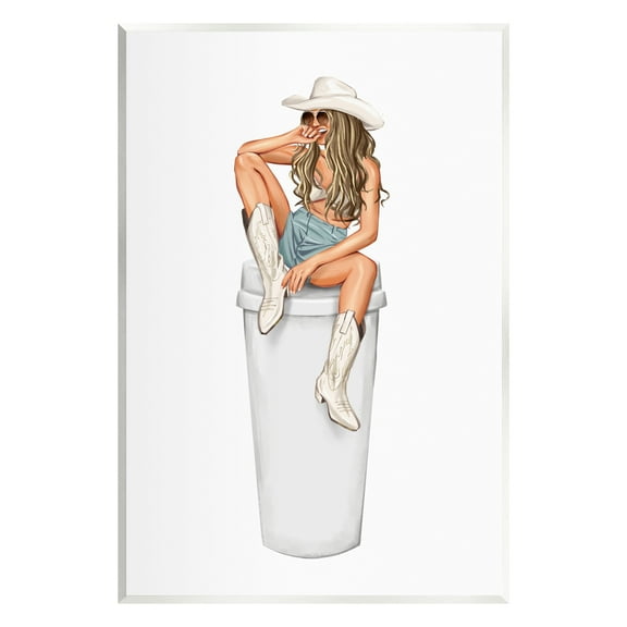 Stupell Morning Coffee Country Cowgirl Beauty & Fashion Painting Wall Plaque Unframed Art Print Wall Art