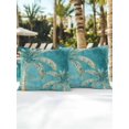 thumbnail image 4 of Outdoor Pillows Waterproof, Coastal Beach Palm Tree Throw Pillows with Inserts Included, Retro Teal Tropical Plant Summer Indoor Outdoor Decorative Lumbar Pillow for Bed/Couch/Patio 18"x18", 2Pcs, 4 of 8
