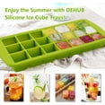 thumbnail image 2 of Ice Cube Trays 2 Pack, Easy-Release Silicone & Flexible 21-Ice Trays with Removable Lid Food Grade Ice Tray for Whiskey, Cocktail, Spirits Drinks, Ice Cube Molds BPA Free (Green, 2Pack), 2 of 5