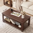 thumbnail image 3 of Leyaoyao Coffee Table Retro Mid-Century Coffee Table W/Storage Open Shelf Living Room, Walnut, 3 of 9