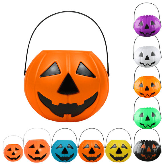Hvmvliv Plastic Pumpkin Buckets Halloween Candy Bucket 1Pc Small Pumpkin Basket for Kids Halloween Halloween Pumpkin Basket Decorations Orange