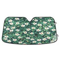 Yayeee Car Windshield Sun Shade Universal Fit Front Visor Protector, Small White Flowers