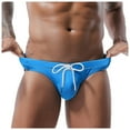 thumbnail image 2 of Men's Low Waist Solid Color High Vent Underpants Thong Bikini Underwear Lingerie G String Thongs, 2 of 3