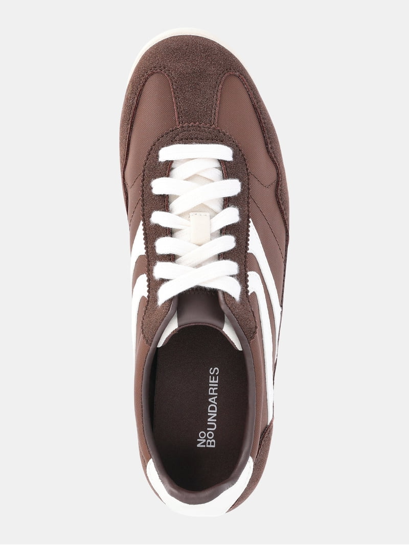 No Boundaries Women's Retro Lace-Up Sneaker, Lightweight Nylon
