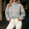 thumbnail image 2 of Pocket Cropped Hoodies for Women Zip Up Long Sleeve Trendy Pullovers Tops Cinched Waist Solid Hooded Sweatshirts Standing Neck Basic 2026 Fall Shopping Wear, 2 of 4