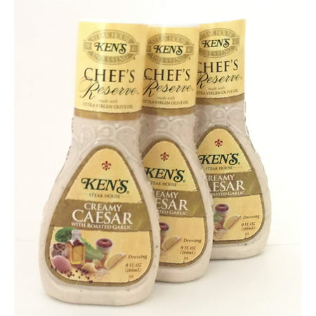 Steak House Chef's Reserve Creamy Caesar with Roasted Garlic Dressing (Pack of 3) 9 oz Bottles