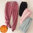 thumbnail image 1 of Women Winter Plus Size Drawstring Waist Loose Thickened Warm Fleece Harem Pants, 1 of 8