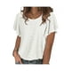 thumbnail image 2 of Txlixc Tops de mujer, cuello redondo con volantes, manga corta, ganchillo, hueco, suéter suelto, camiseta de color sólido Txlixc Moda, 2 of 7